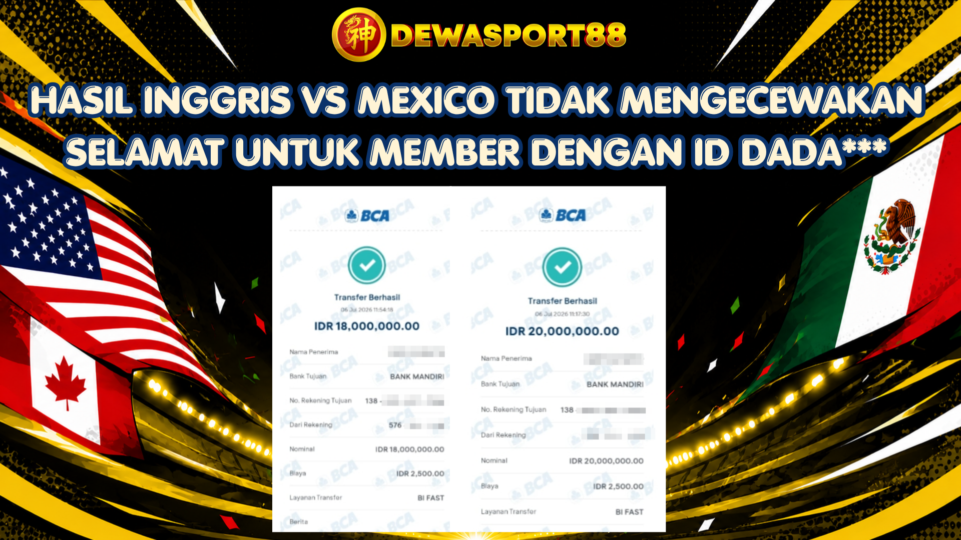 Testimoni Member Dewasport88 Menang di Inggris vs Mexico