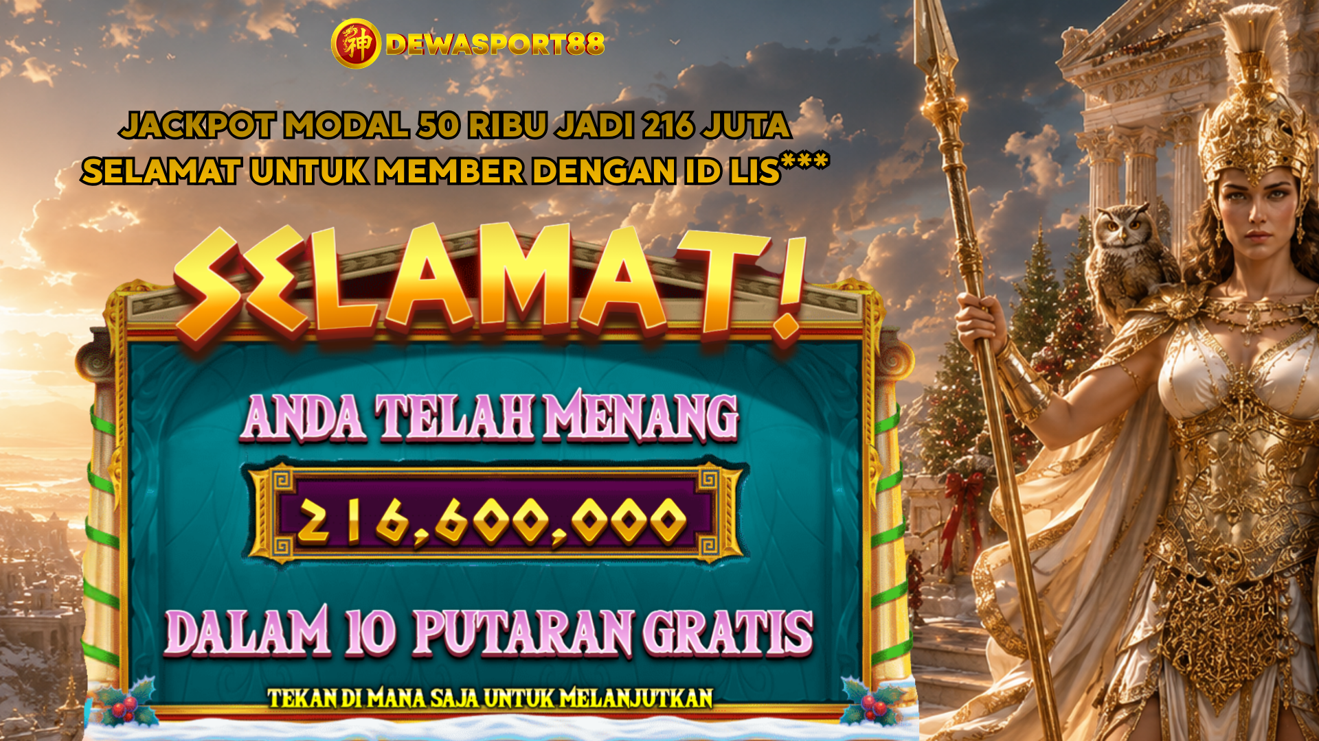 kemenangan jackpot member DEWASPORT88