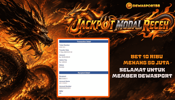 Jackpot Modal Receh DEWASPORT88 Bet 10 Ribu Menang 50 Juta