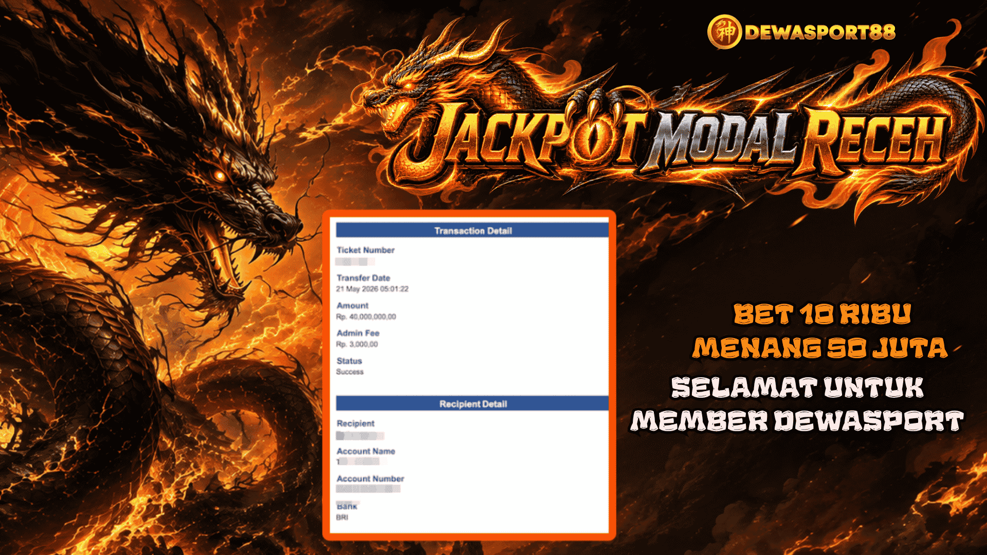 jackpot modal receh DEWASPORT88