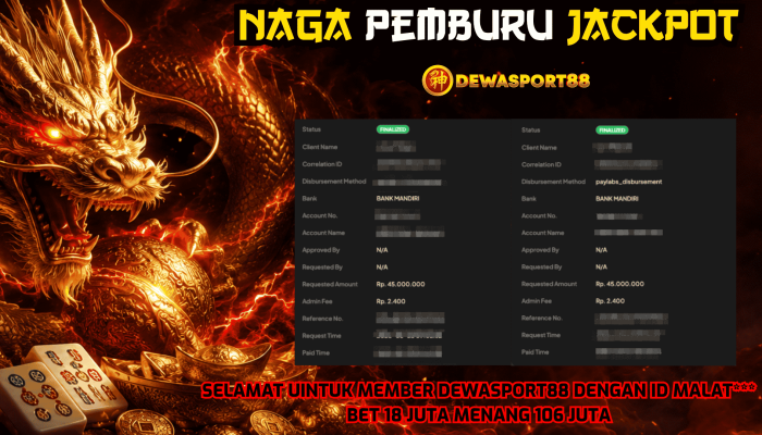 Dewasport88 Naga Pemburu Jackpot, MALAT*** Menang 106 Juta